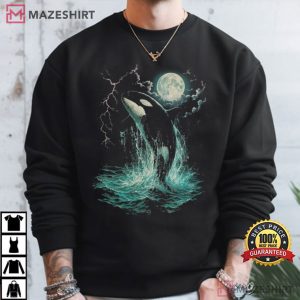 Orca Midnight Moonlight Ocean Vintage Graphic T Shirt (4)