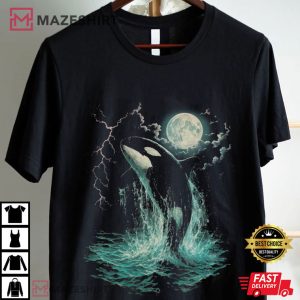 Orca Midnight Moonlight Ocean Vintage Graphic T Shirt (1)