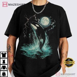 Orca Midnight Moonlight Ocean Vintage Graphic T Shirt (2)