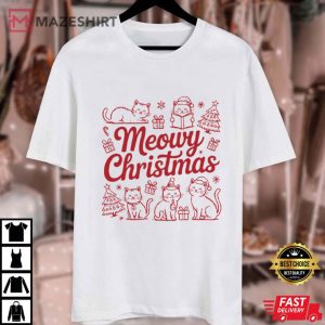 Meowy Christmas Holiday Winter T Shirt (1)