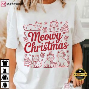 Meowy Christmas Holiday Winter T Shirt (2)