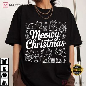 Meowy Christmas Holiday Winter T Shirt (3)