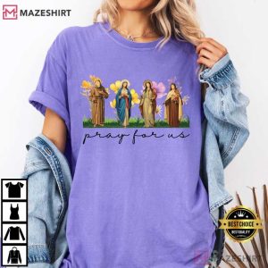 Catholic Saints Pray For Us Religious Comfort Colors T Shirt (2)