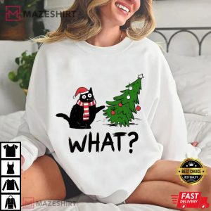Cat Lover Funny Cat Christmas Tree Holiday T Shirt (4)