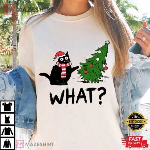 Cat Lover Funny Cat Christmas Tree Holiday T Shirt (2)
