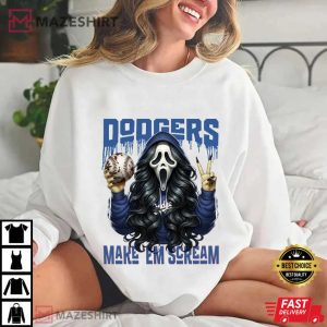 Game Day Dodgers Baseball Ghost Face Fan Gear T Shirt (4)