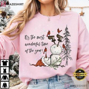 Snowman It's The Most Wonderful Time Of The Year Christmas T Shirt (1)
