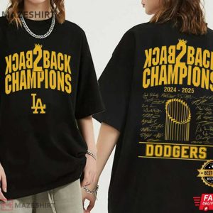 Los Angeles Dodgers Baseball Back To Back Champs T Shirt (2)