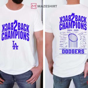 Los Angeles Dodgers Baseball Back To Back Champs T-Shirt