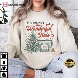 Wonderful Time Of Year Christmas Tree Cozy Holiday T Shirt (3)