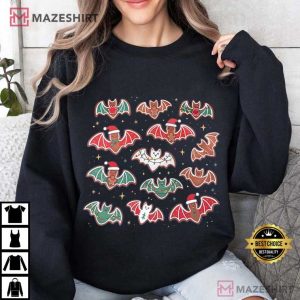 Gingerbread Bats Spooky Christmas Holiday T Shirt (3)