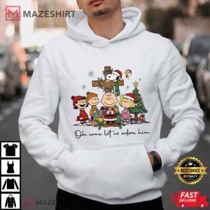 Peanuts Oh Come Let Us Adore Him Christmas Christian T Shirt (3)