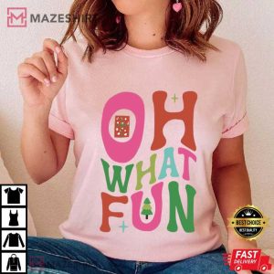 Whimsical Christmas Oh What Fun Holiday T Shirt (2)