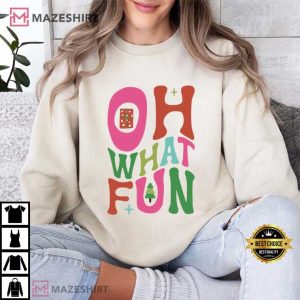 Whimsical Christmas Oh What Fun Holiday T Shirt (3)
