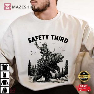 Safety Third Cowboy Grizzly Bear Funny T Shirt (4)