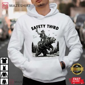 Safety Third Cowboy Grizzly Bear Funny T Shirt (3)