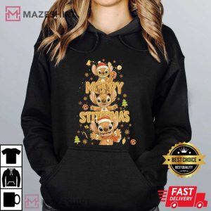 Stitch Cartoon Gingerbread Christmas Movie Character T Shirt (4)