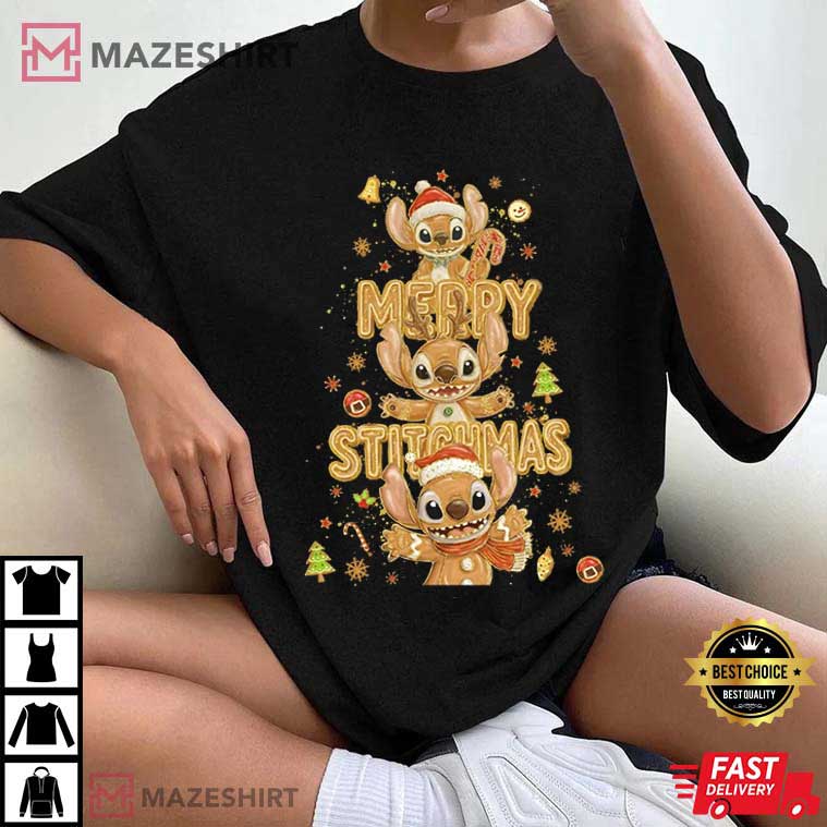 Stitch Cartoon Gingerbread Christmas Movie Character T-Shirt