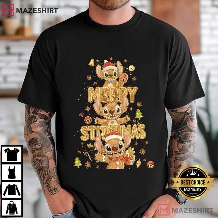 Stitch Cartoon Gingerbread Christmas Movie Character T-Shirt