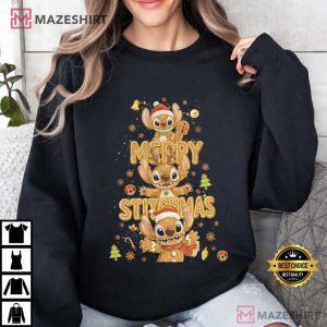 Stitch Cartoon Gingerbread Christmas Movie Character T Shirt (3)