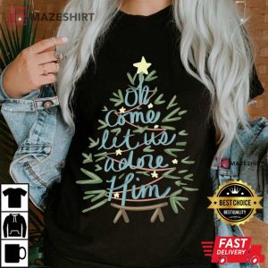 Oh Come Let Us Adore Him Nativity Christmas T Shirt (1)