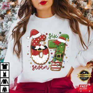 Six Seven Funny Santa And Elf Christmas Meme T Shirt (4)