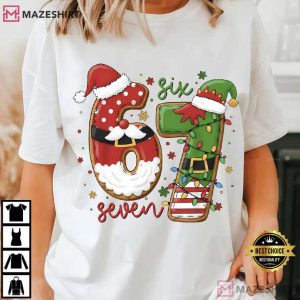 Six Seven Funny Santa And Elf Christmas Meme T-Shirt