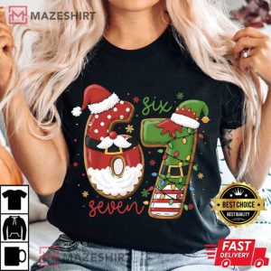 Six Seven Funny Santa And Elf Christmas Meme T Shirt (2)