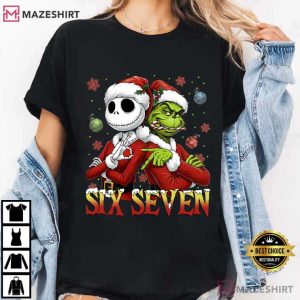 Jack Skellington And Grinch Funny Six Seven Meme Christmas T Shirt (1