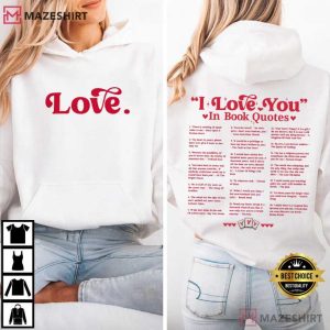 I Love You In Book Quotes Bookish Graphic T Shirt (2)