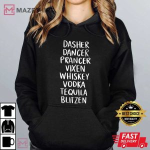 Drinking Dasher Dancer Prancer Vixen Whiskey Christmas T Shirt (4)
