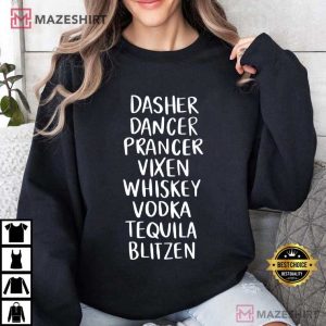 Drinking Dasher Dancer Prancer Vixen Whiskey Christmas T Shirt (3)