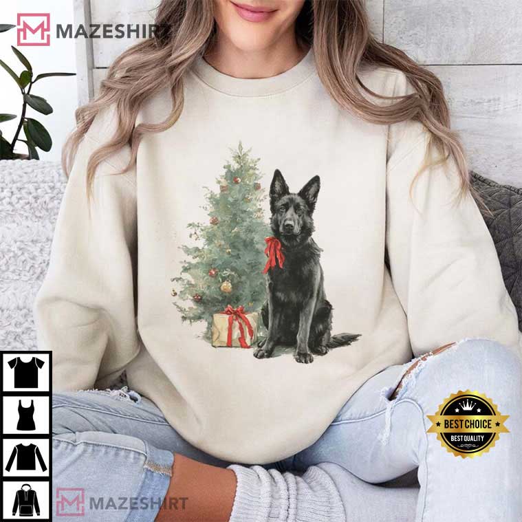 Black German Shepherd Christmas T-Shirt Black German Shepherd Christmas T-Shirt