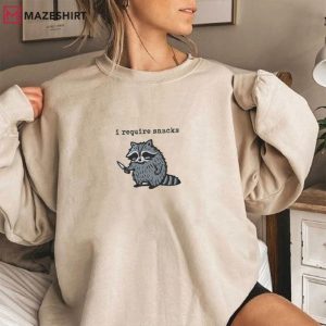 Raccoon I Require Snacks Embroidered Sweatshirt (3)