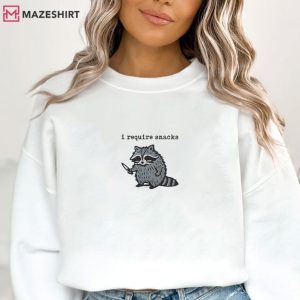 Raccoon I Require Snacks Embroidered Sweatshirt (2)