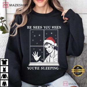 Edward Cullen He Sees You When You’re Sleeping Christmas T Shirt (4)