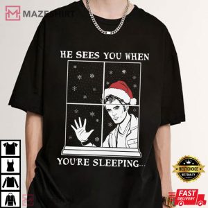 Edward Cullen He Sees You When You’re Sleeping Christmas T Shirt (2)