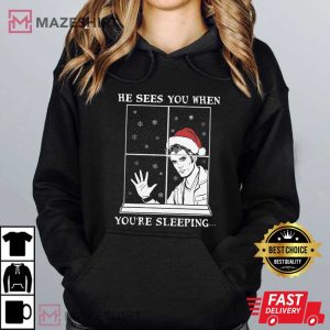 Edward Cullen He Sees You When You’re Sleeping Christmas T Shirt (3)