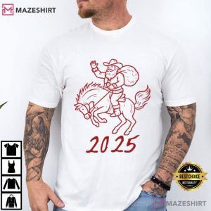 Western Christmas 2025 Cowboy Santa T-Shirt