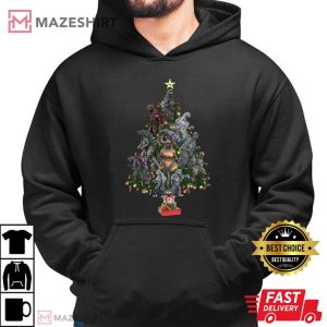 Godzilla Christmas Tree Funny Kaiju Holiday T Shirt (4)