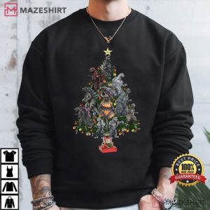 Godzilla Christmas Tree Funny Kaiju Holiday T Shirt (1)