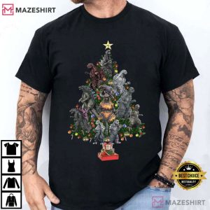 Godzilla Christmas Tree Funny Kaiju Holiday T-Shirt