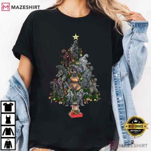 Godzilla Christmas Tree Funny Kaiju Holiday T Shirt (3)