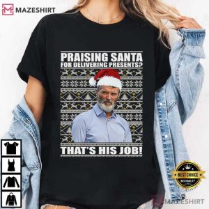 Roy Keane Praising Santa Christmas Football Lovers T Shirt (2)
