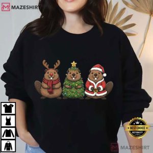 Beaver Christmas Santa Animal T Shirt (4)