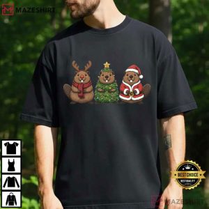 Beaver Christmas Santa Animal T Shirt (2)