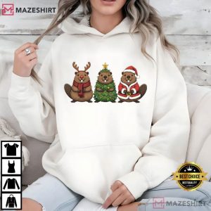 Beaver Christmas Santa Animal T Shirt (3)