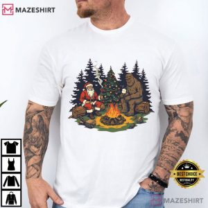 Santa And Sasquatch Funny Bigfoot Christmas T-Shirt