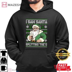 Santa Drinking Beer Splitting G Christmas Jumper Funny T Shirt (4)