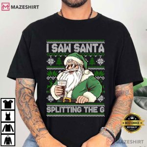 Santa Drinking Beer Splitting G Christmas Jumper Funny T Shirt (1)